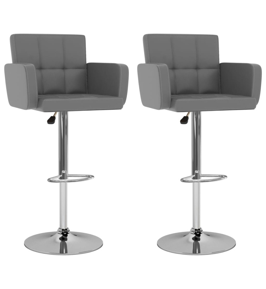 Tabourets de bar lot de 2 gris similicuir