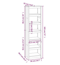 Bibliothèque Gris 50x35x183 cm Bois de pin massif