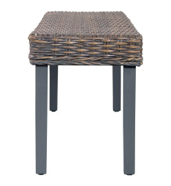 Banc 110 cm Gris Rotin naturel kubu et bois de manguier massif