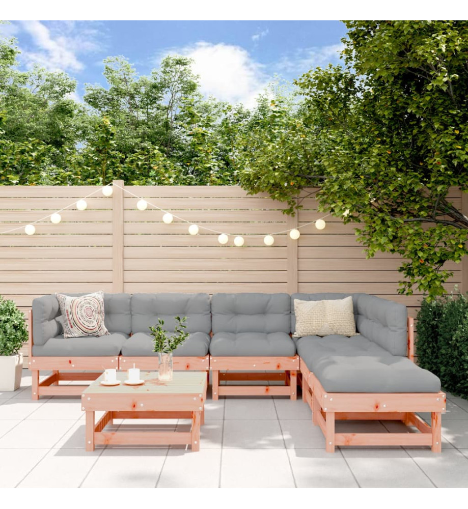 Salon de jardin 7 pcs avec coussins bois massif douglas