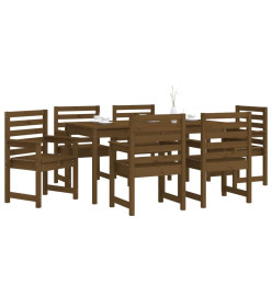 Ensemble à dîner de jardin 7 pcs marron miel bois pin massif