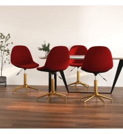 Chaises à dîner pivotantes 4 pcs Rouge bordeaux Velours