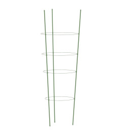 Supports pour plantes de jardin 4 anneaux 5pcs Vert 90 cm Acier