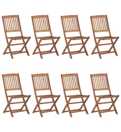 Chaises pliables de jardin 8 pcs avec coussins Bois d'acacia