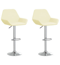 Tabourets de bar lot de 2 crème tissu