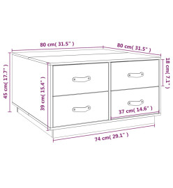 Table basse Marron miel 80x80x45 cm Bois massif de pin