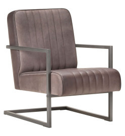 Fauteuil cantilever Marron Cuir véritable