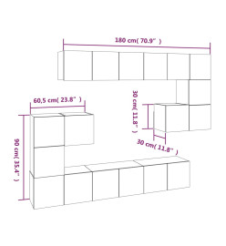 Ensemble de meubles TV 10 pcs Chêne fumé Bois d'ingénierie