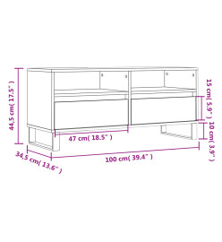 Meuble TV noir 100x34,5x44,5 cm bois d'ingénierie