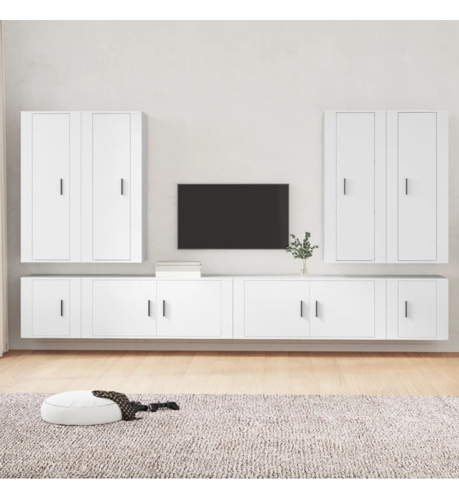 Ensemble de meubles TV 8 pcs Blanc Bois d'ingénierie