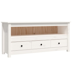 Meuble TV Blanc 114x35x52 cm Bois de pin massif