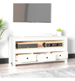 Meuble TV Blanc 114x35x52 cm Bois de pin massif