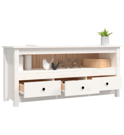 Meuble TV Blanc 114x35x52 cm Bois de pin massif