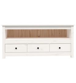 Meuble TV Blanc 114x35x52 cm Bois de pin massif