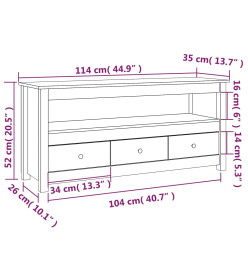 Meuble TV Blanc 114x35x52 cm Bois de pin massif