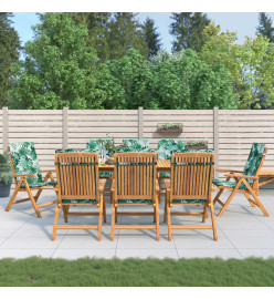 Chaises de jardin inclinables et coussins lot de 8 teck solide