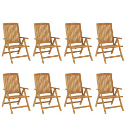 Chaises de jardin inclinables et coussins lot de 8 teck solide