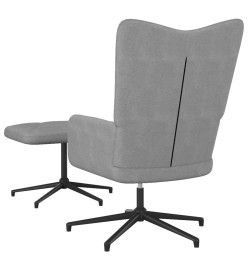 Chaise de relaxation avec tabouret Gris clair Tissu