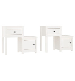 Tables de chevet 2 pcs Blanc 79,5x38x65,5 cm Bois de pin massif