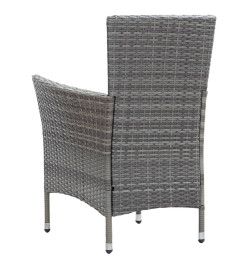 Mobilier à dîner de jardin 5pcs et coussins Résine tressée Gris