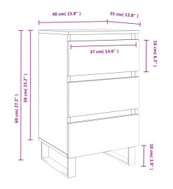 Tables de chevet 2 pcs chêne sonoma 40x35x69 cm bois ingénierie