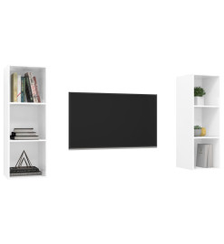 Meubles TV muraux 2 pcs Blanc brillant Aggloméré