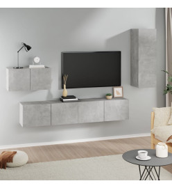 Ensemble de meubles TV 4 pcs Gris béton Bois d'ingénierie