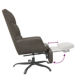 Chaise de relaxation avec repose-pied Gris foncé Velours