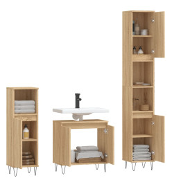 Ensemble de meubles de salle de bain 3 pcs chêne sonoma