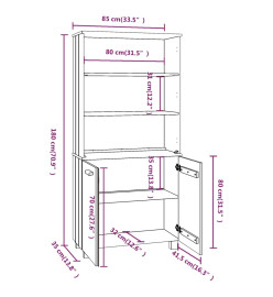 Buffet HAMAR Bois massif de pin Gris clair