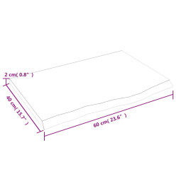 Étagère murale marron clair 60x40x2 cm bois chêne massif traité