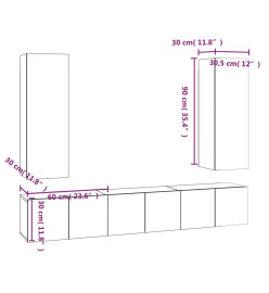 Ensemble de meubles TV 5 pcs Chêne fumé Bois d'ingénierie