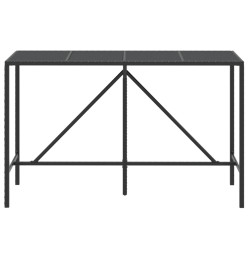 Table de bar et dessus en verre noir 180x70x110 cm poly rotin