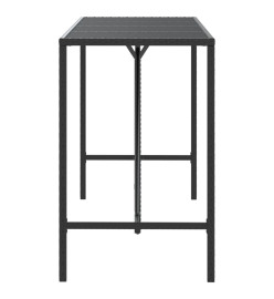 Table de bar et dessus en verre noir 180x70x110 cm poly rotin