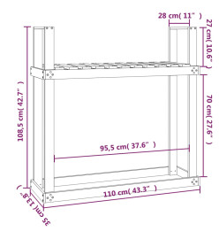 Support bois de chauffage Marron miel 110x35x108,5 cm Bois pin