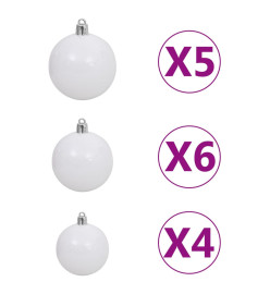 Arbre de Noël artificiel avec LED et boules Blanc 180 cm PVC