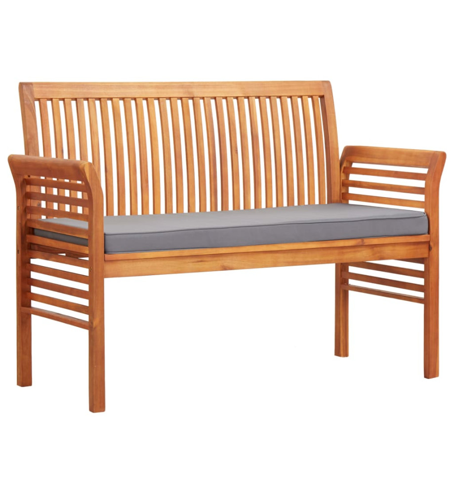 Banc de jardin 2 places avec coussin 120cm Bois d'acacia massif