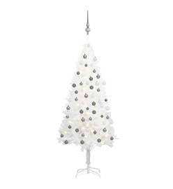 Arbre de Noël artificiel avec LED et boules Blanc 120 cm