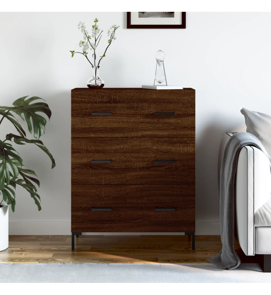 Buffet chêne marron 69,5x34x90 cm bois d'ingénierie