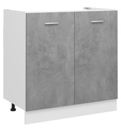 Armoire de plancher d'évier Gris béton 80x46x81,5 cm Aggloméré