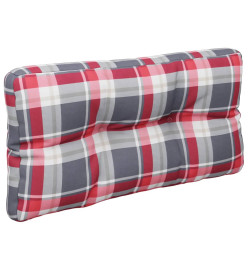 Coussin de palette motif à carreaux rouge 70x40x12 cm tissu