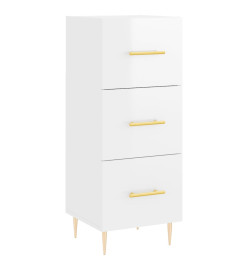 Buffet haut Blanc brillant 34,5x34x180 cm Bois d'ingénierie