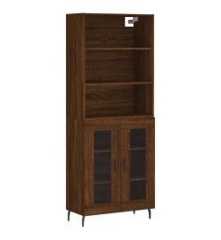 Buffet haut Chêne marron 69,5x34x180 cm Bois d'ingénierie