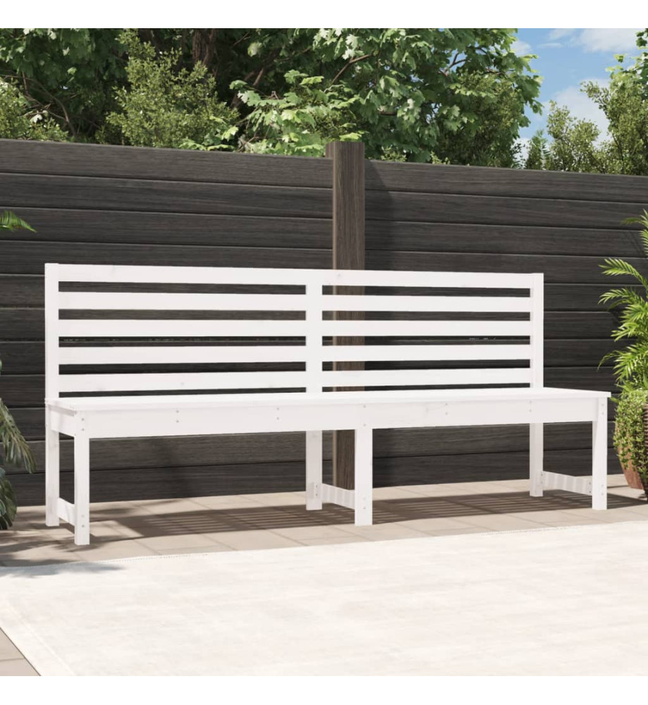 Banc de jardin blanc 201,5 cm bois massif de pin