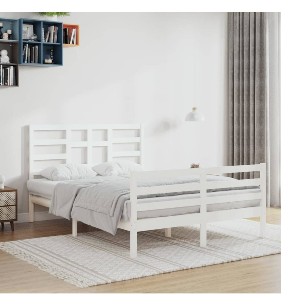 Cadre de lit Blanc Bois massif 140x200 cm Cadre de lit Blanc Bois massif 140x200 cm