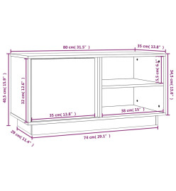 Meuble TV Gris 80x35x40,5 cm Bois de pin massif