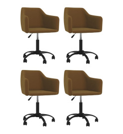 Chaises à dîner pivotantes 4 pcs Marron Velours