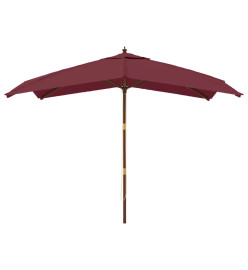 Parasol de jardin avec mât en bois rouge bordeaux 300x300x273cm