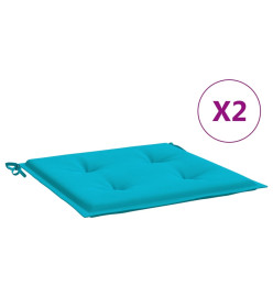 Coussins de chaise de jardin lot de 2 turquoise 50x50x3cm tissu