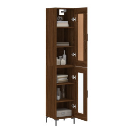 Buffet haut Chêne marron 34,5x34x180 cm Bois d'ingénierie